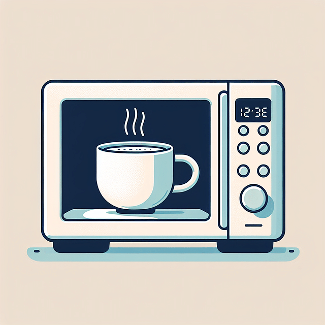 mug of milk in a microwave with timer set