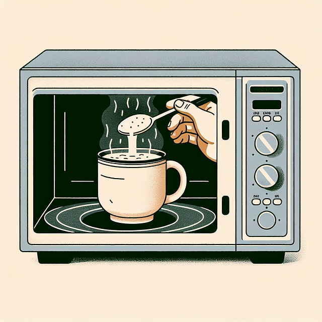 stirring milk in a mug halfway through microwaving