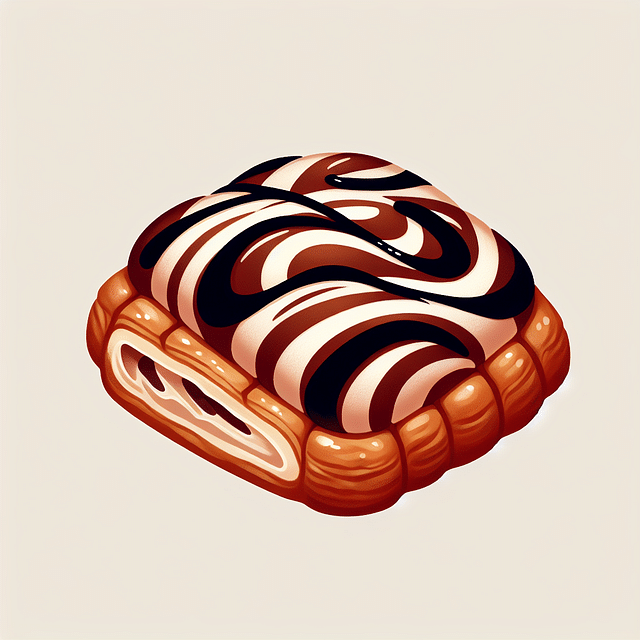 chilled pastry with marbled chocolate glaze