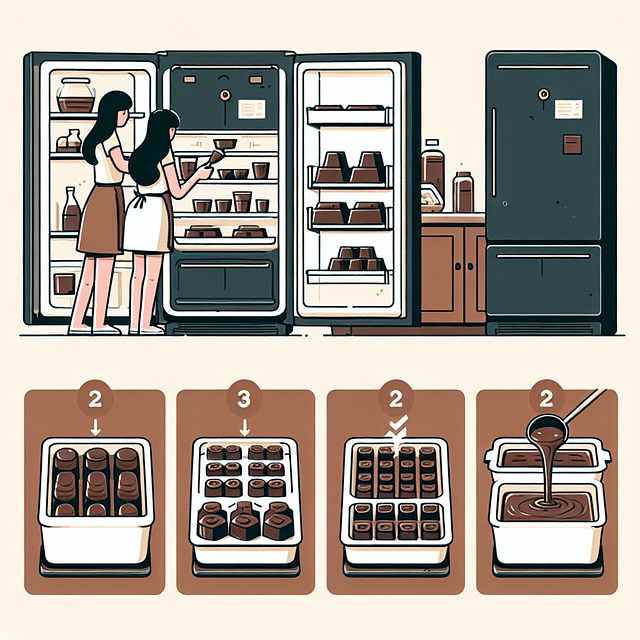 chocolate molds in a refrigerator