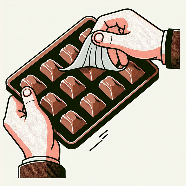 gently flexing a silicone chocolate mold