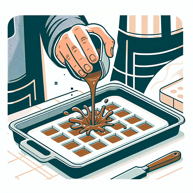 tapping a chocolate mold on a surface