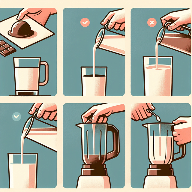 Blending chocolate ice cream and milk in a blender