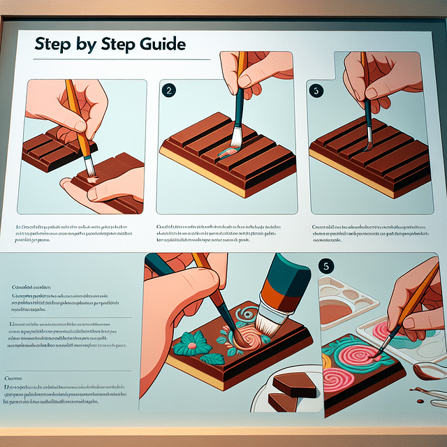 applying edible paint to chocolate with a fine-tipped brush
