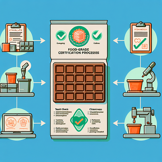 Food-grade certification logos on chocolate mold packaging