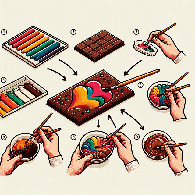 combining edible paints and powders on chocolate