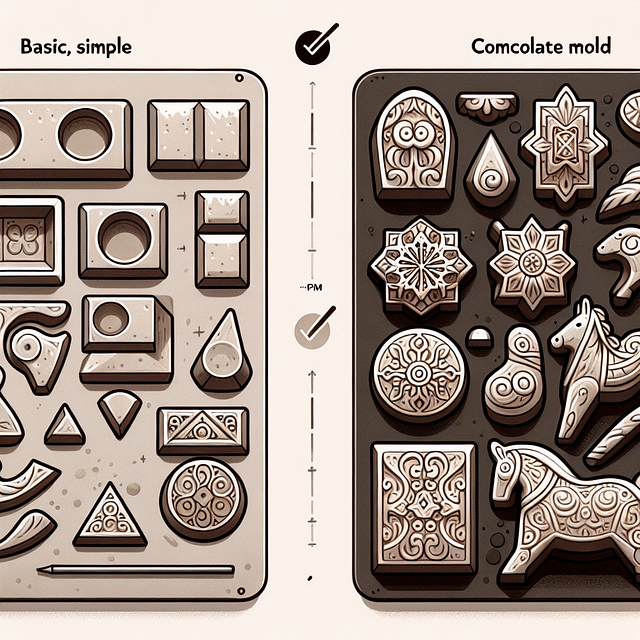 Comparison of simple and complex chocolate mold designs