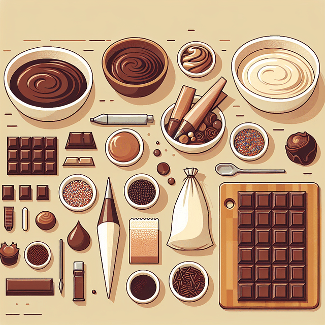 chocolate decorating materials on a table