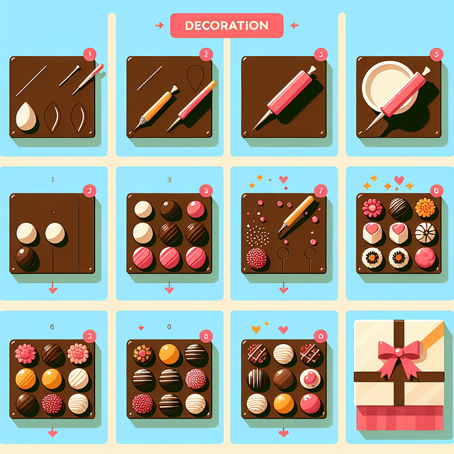 finished decorated chocolates setting