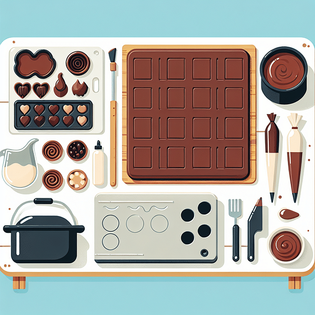 clean and organized chocolate decorating workspace