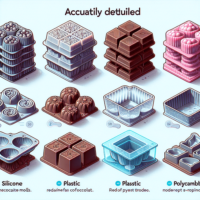 Illustration of silicone, plastic, and polycarbonate chocolate molds