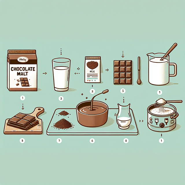 ingredients for chocolate malt on a kitchen counter