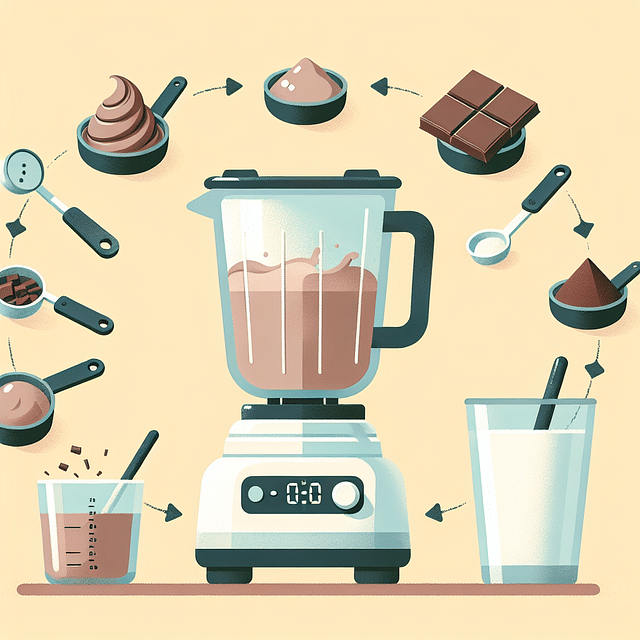 blending chocolate malt ingredients in a blender