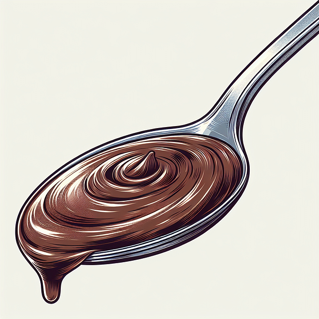 thick chocolate malt clinging to a spoon