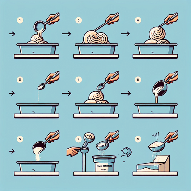 measuring scoops of ice cream and malt powder