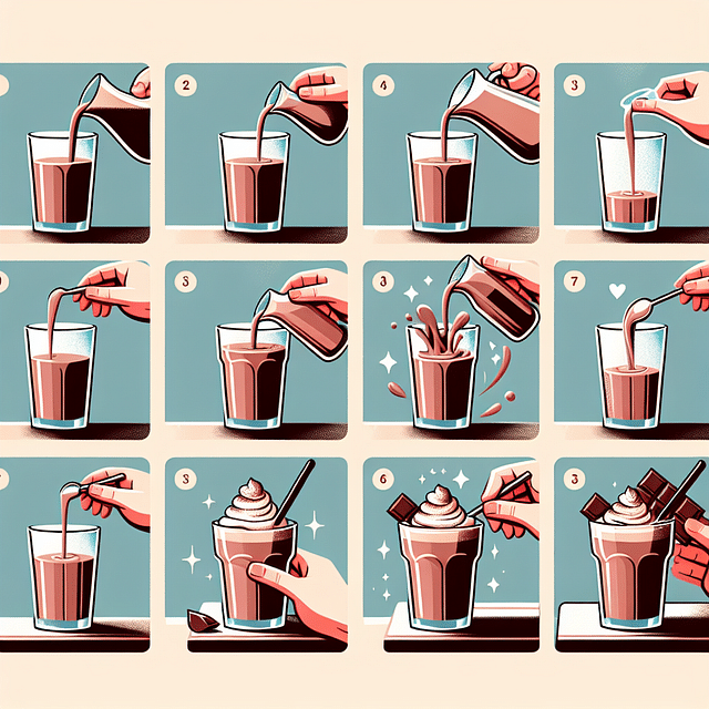 pouring chocolate malt into a chilled glass with toppings