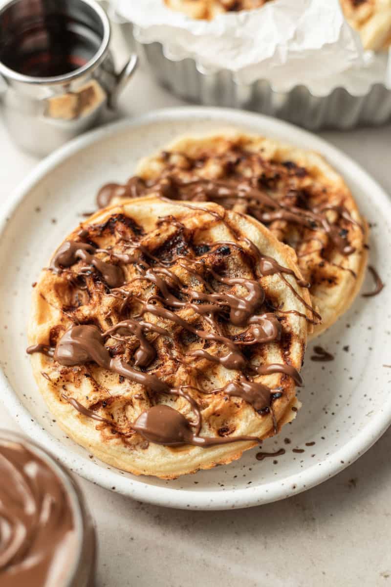 chocolate drizzled waffles