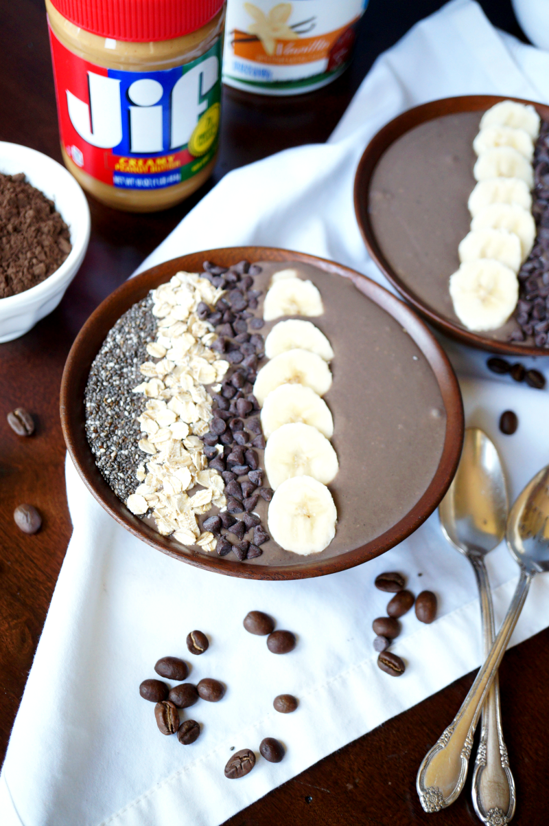 mocha smoothie bowl with chocolate