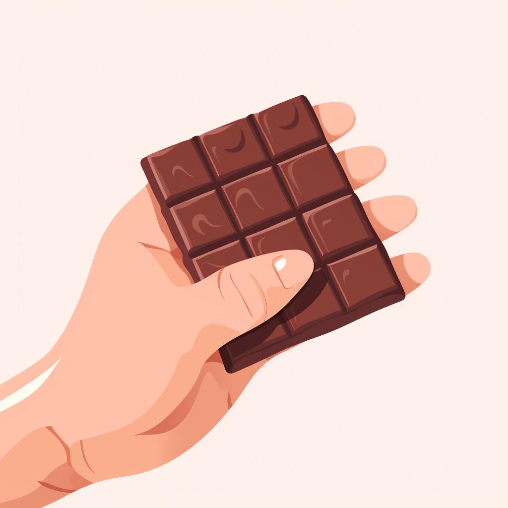 Hand holding a piece of homemade chocolate