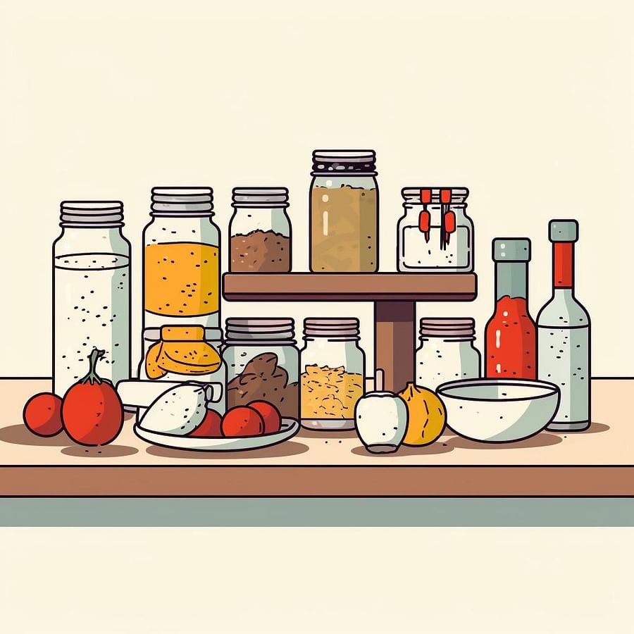 Ingredients displayed on a kitchen counter