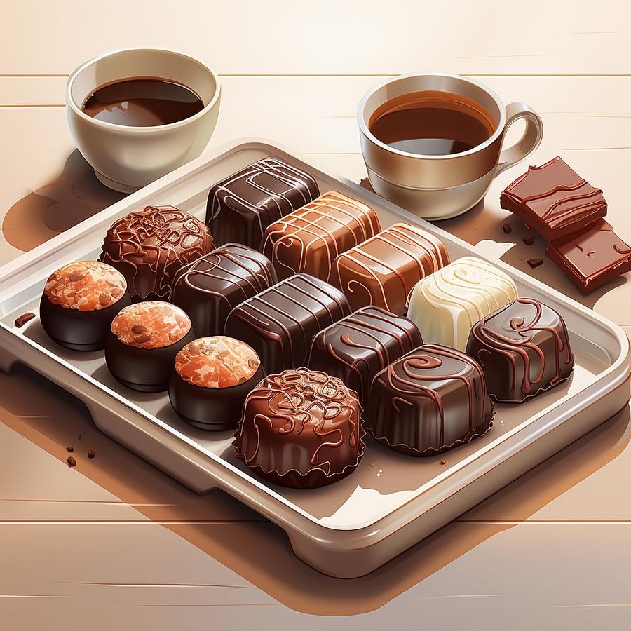 A tray of chocolate-dipped treats cooling on a kitchen counter.