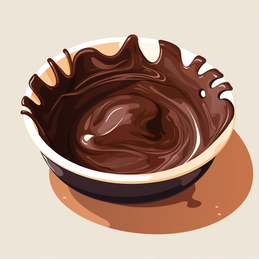 Melted dark chocolate in a heatproof bowl