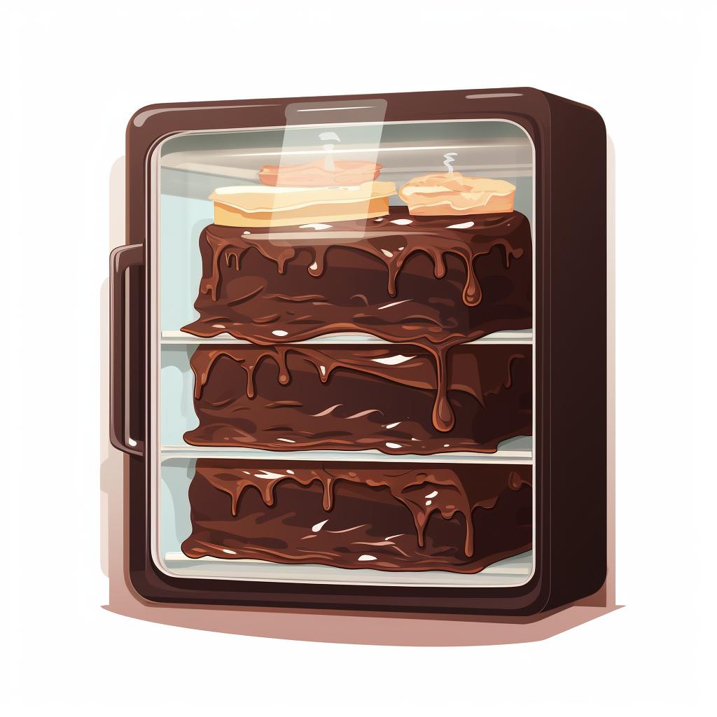 Ganache covered with cling film in a refrigerator