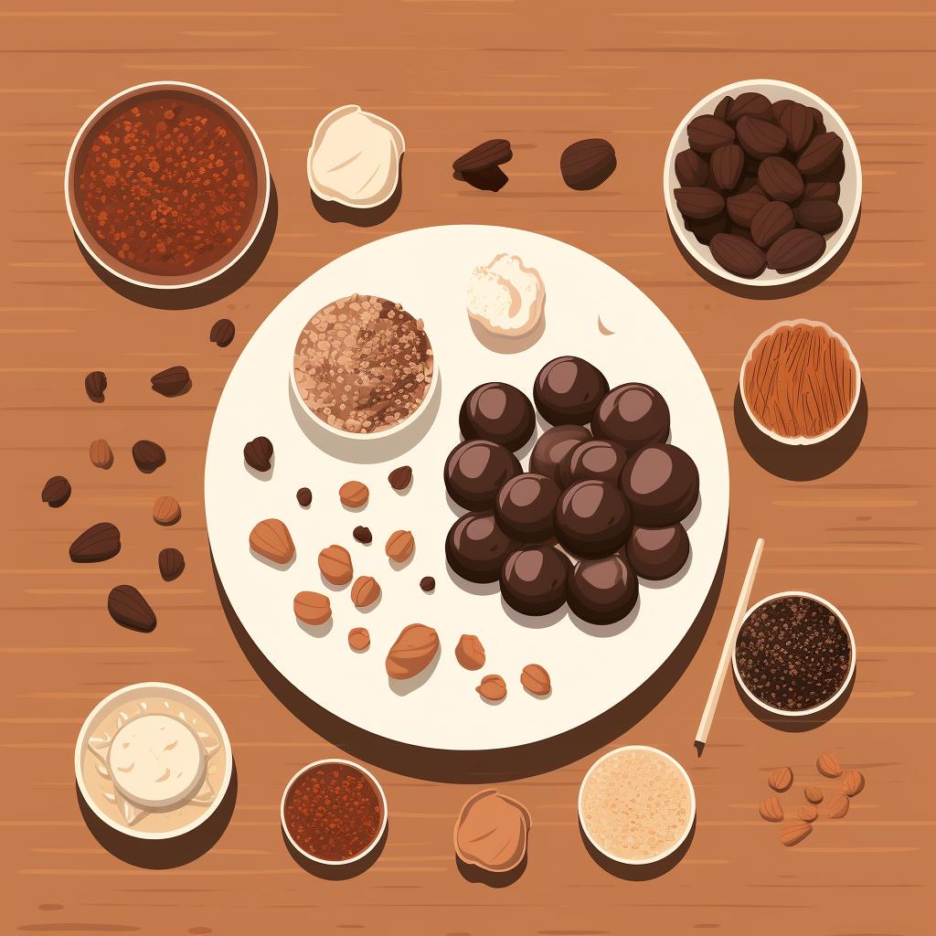Ingredients for chocolate truffles laid out on a table