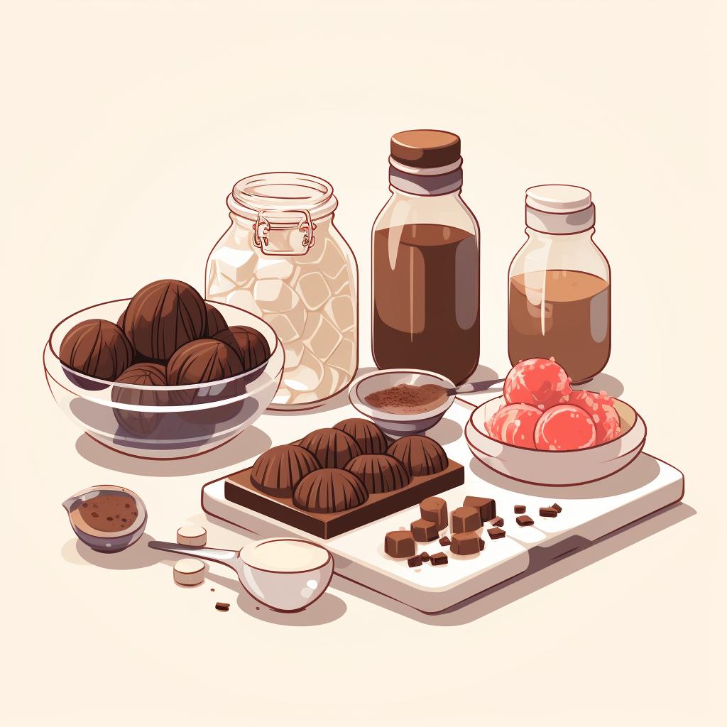 Ingredients for chocolate truffles on a kitchen counter