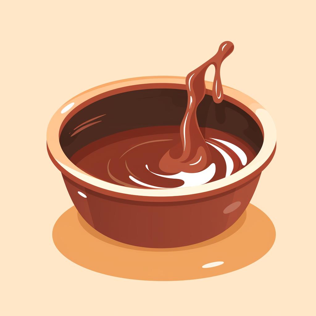 Melting chocolate in a heatproof bowl over simmering water.