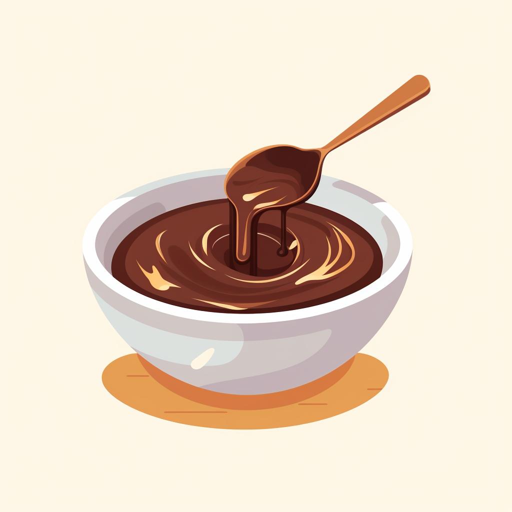 Melted chocolate being stirred in a bowl